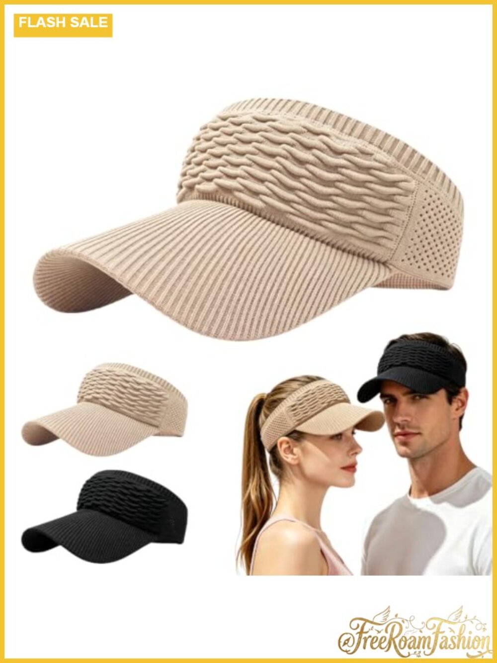2-Pack Women's Open-Top Ponytail Sun Visor UV Protection Breathable